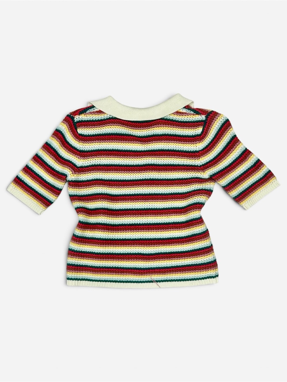 🌈 Retro Marine Layer Multi-Stripe Crochet Polo Sweater 🌈 - Picture 4 of 4
